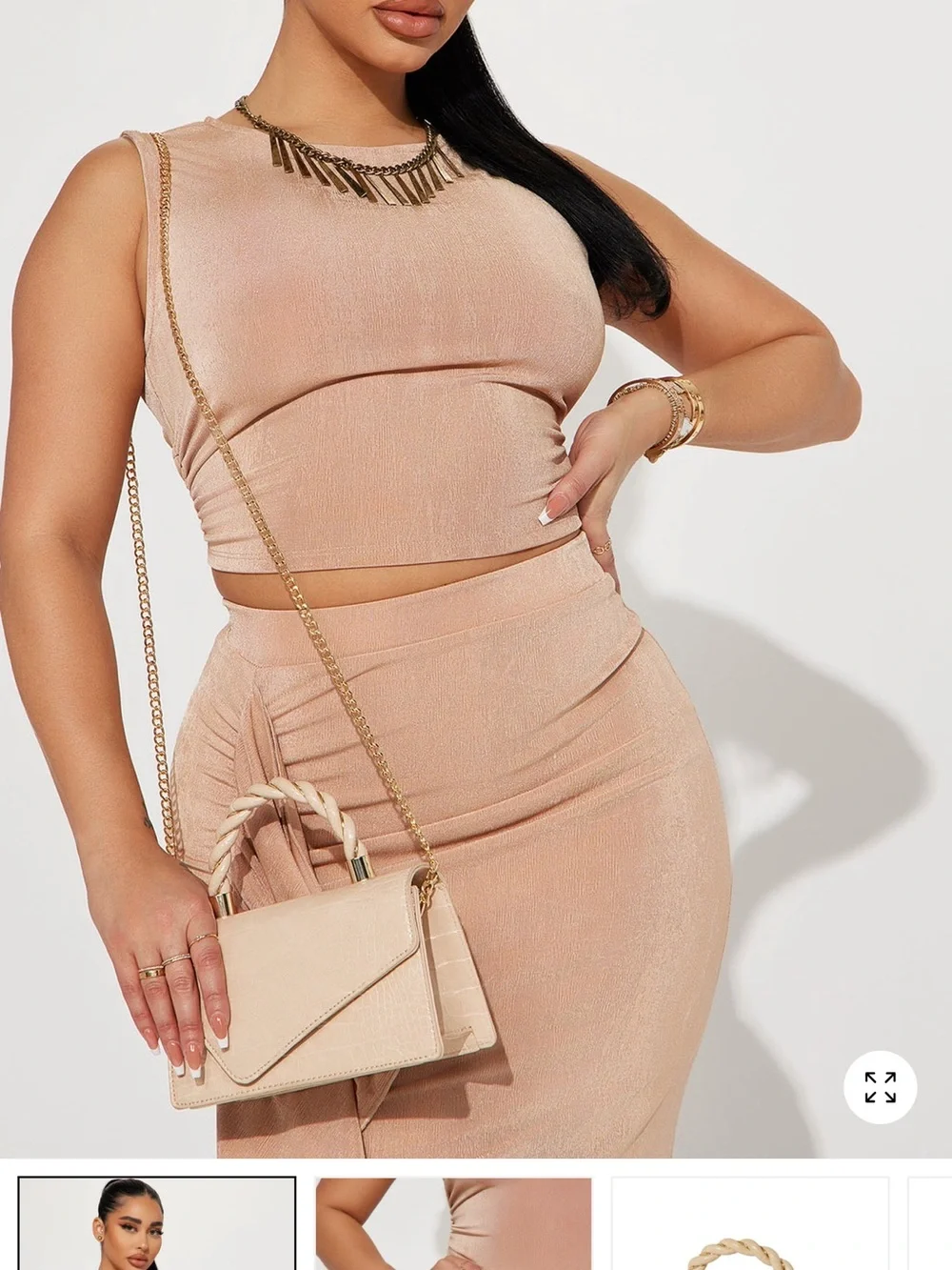 Fashion Nova Beige Twisted-Handle Crossbody Bag